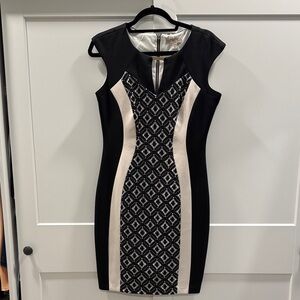 DRESS BARN Scuba Lace Mini Dress — Black/Cream, Size 6